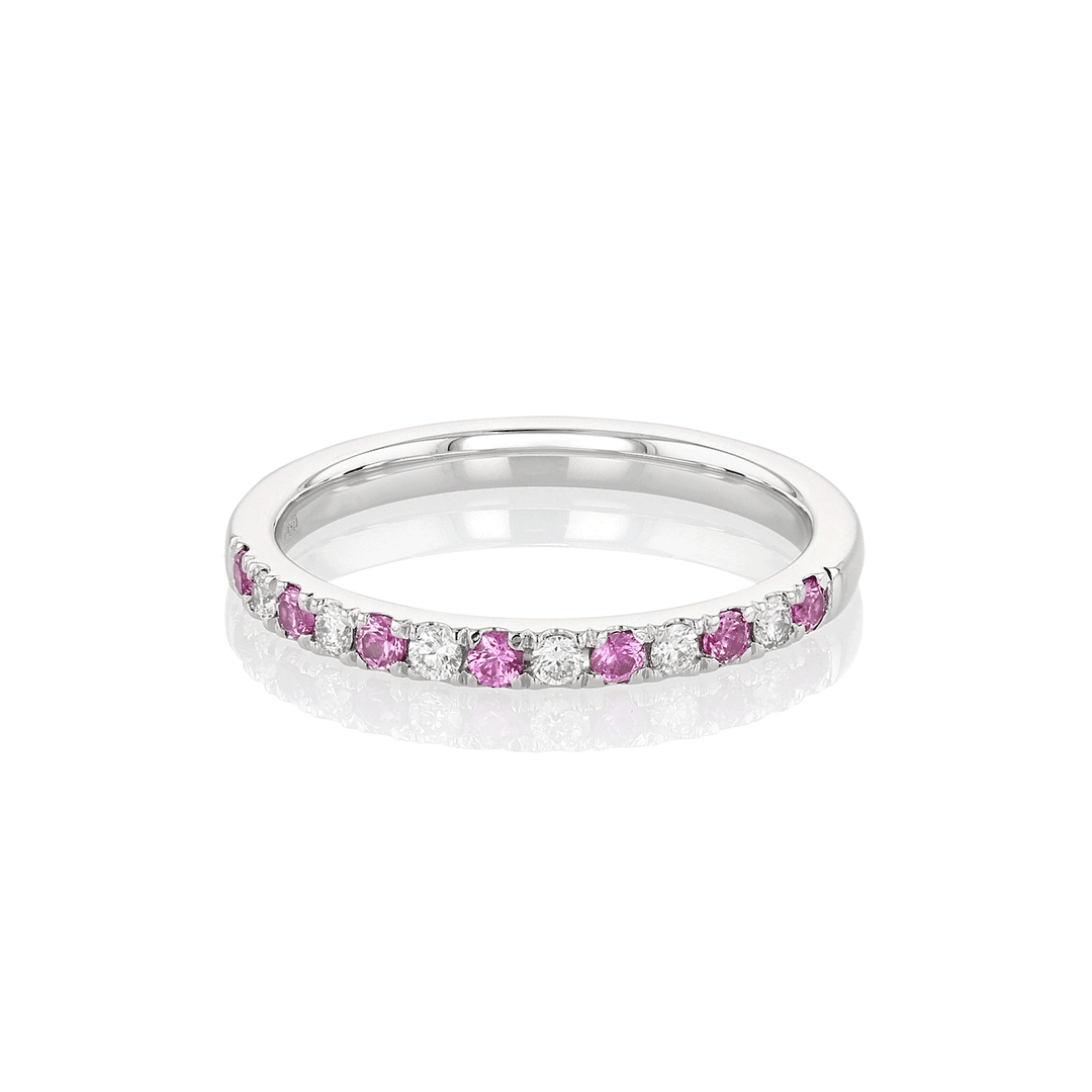 Hamilton Lisette Collection Platinum and 0.14 Total Weight Pink Sapphire Diamond Half Way Band