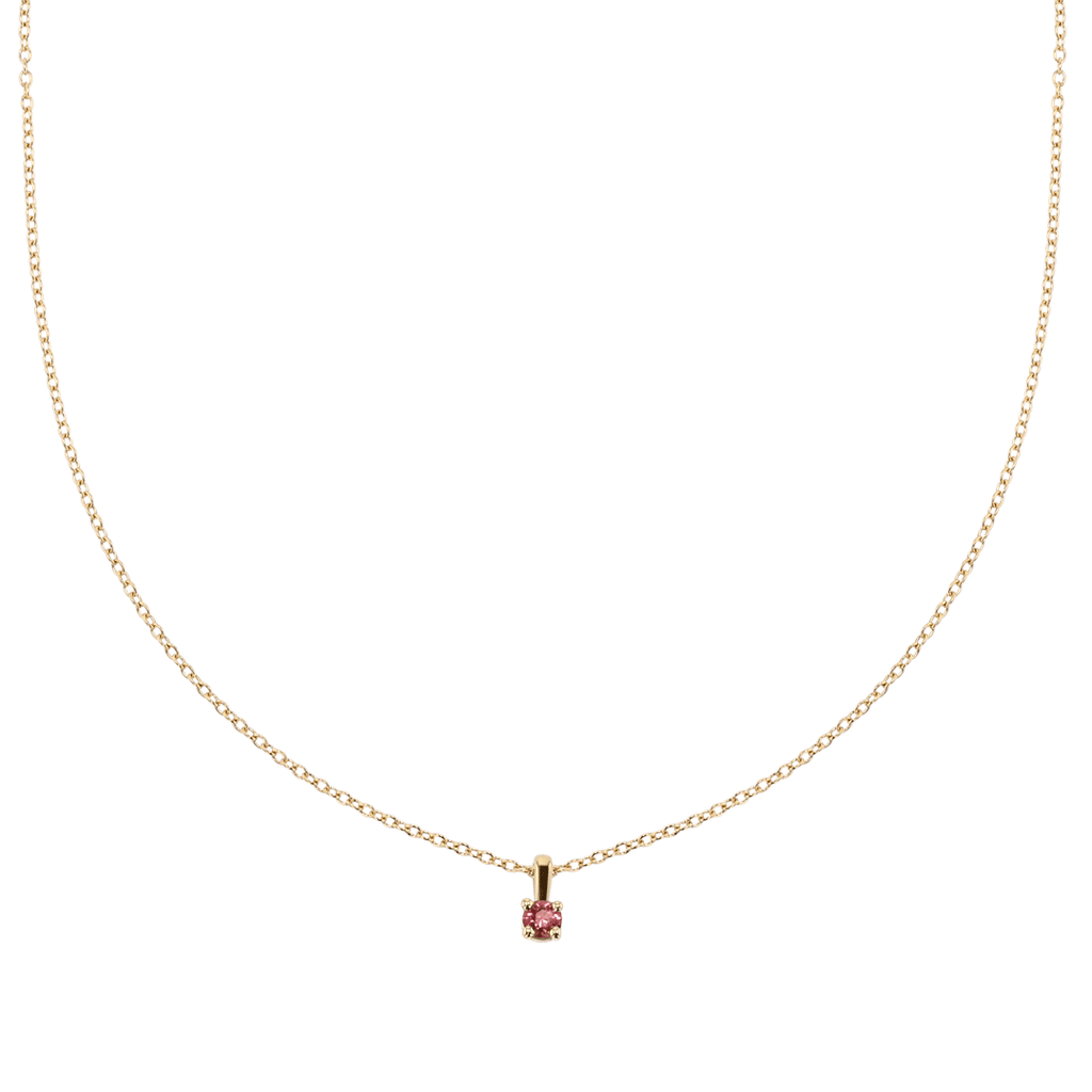 14k Yellow Gold and Pink Tourmaline Birthstone Pendant