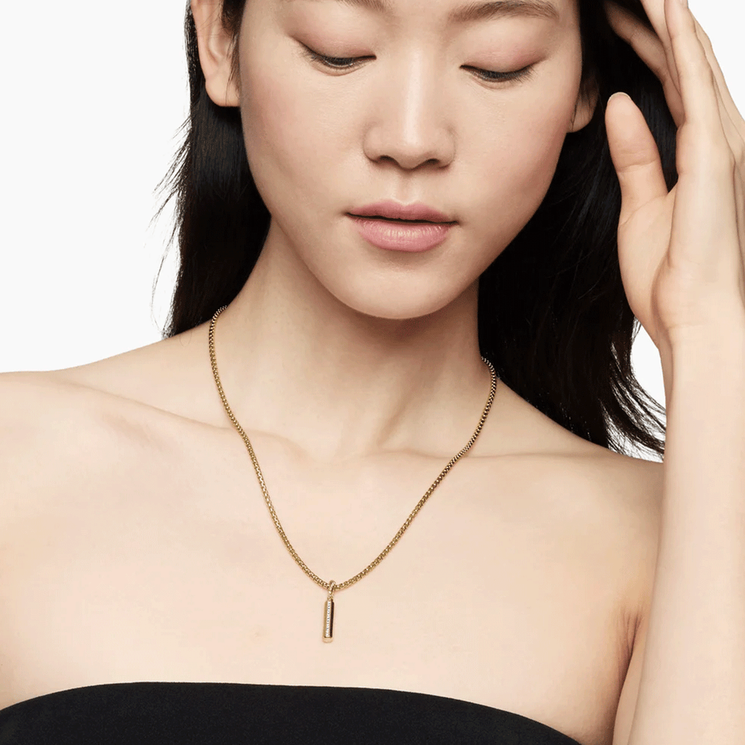 David Yurman Barrel Amulet 18K Yellow Gold with Diamonds, 20mm