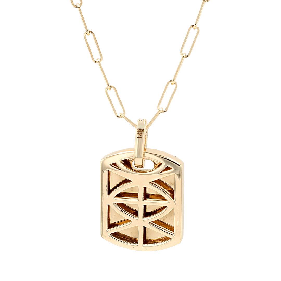18k Yellow Gold and Diamond .38 Total Weight Dog Tag Pendant with Chain