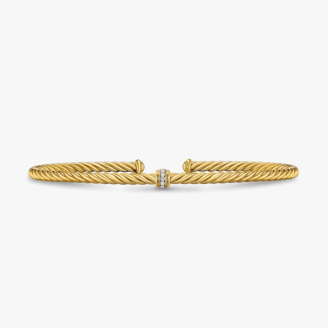 David Yurman Micro Cablespira Flex Center Station Bracelet 18k Yellow Gold, 2.6mm