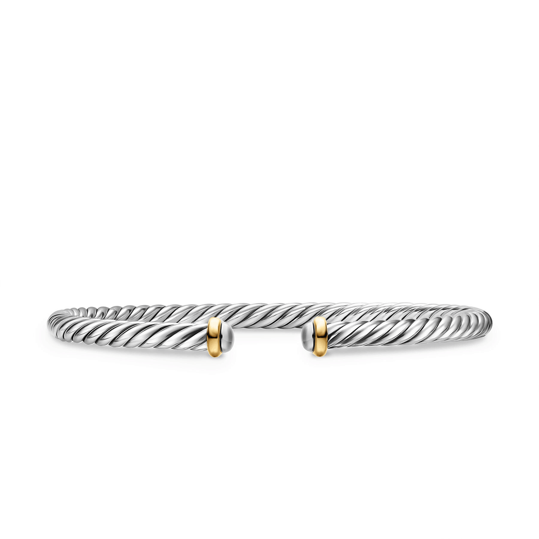 David Yurman Cable Flex® Bracelet Sterling Silver with 14K Yellow Gold, 4mm Medium
