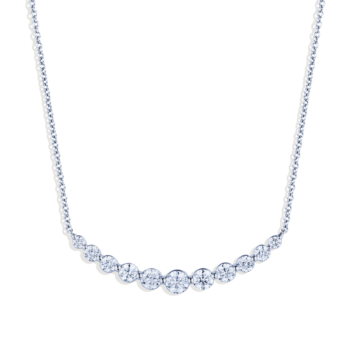 Classic 18k Gold &amp; Diamond 1.00ct Graduated Necklace