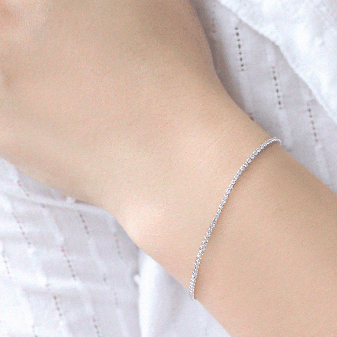 Hamilton Select Collection 14k White Gold and 1.20 Total Weight Natural Micro Diamond Straight Line Bracelet