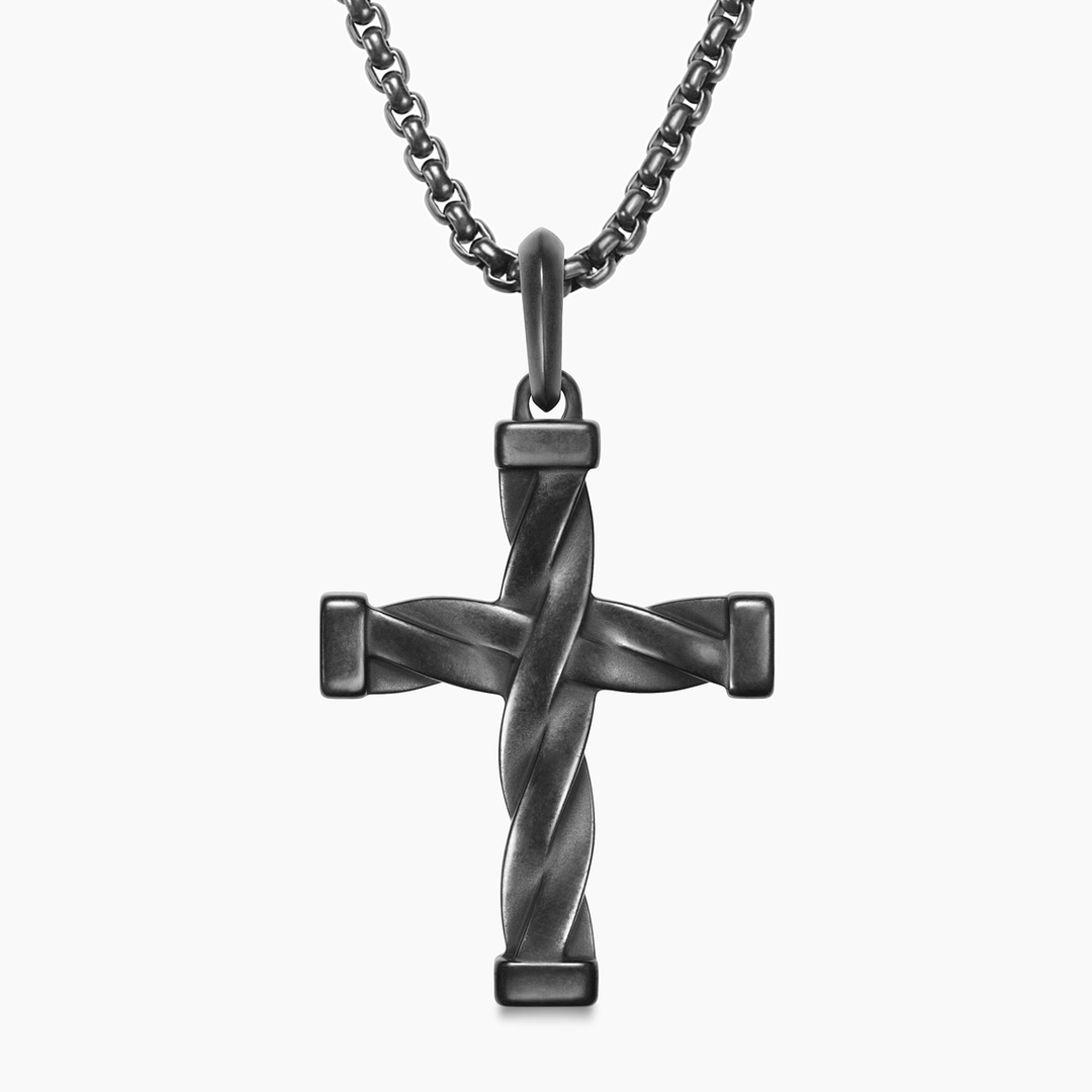 David Yurman Helios Cross Pendant Black Titanium, 48mm