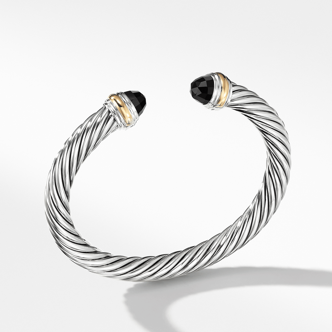 David Yurman Cable Classic Collection Bracelet with Black Onyx and 14k Yellow Gold