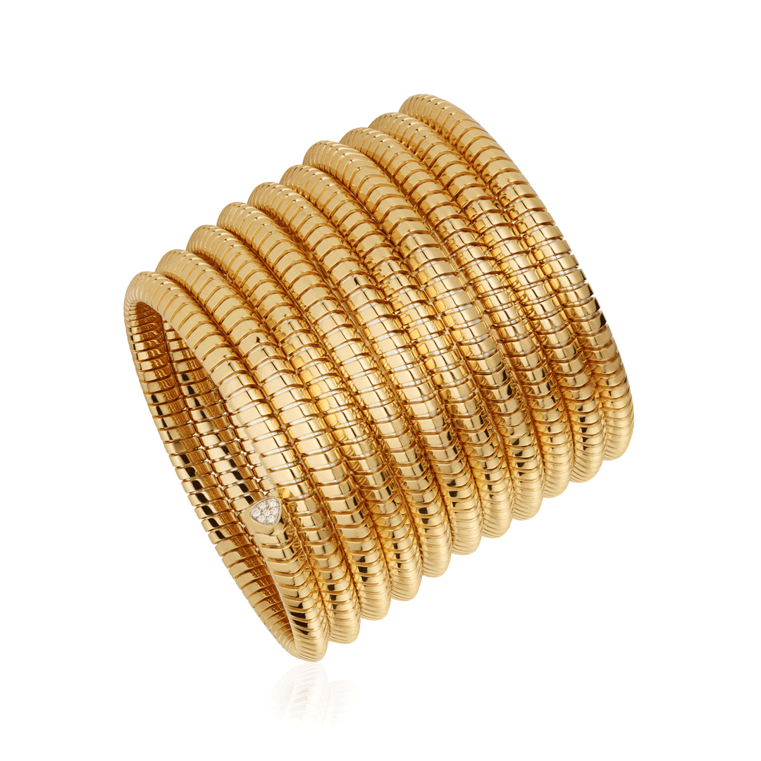 Marina B Trisolina 18k Yellow Gold 10 Row Pavé Diamond Cuff