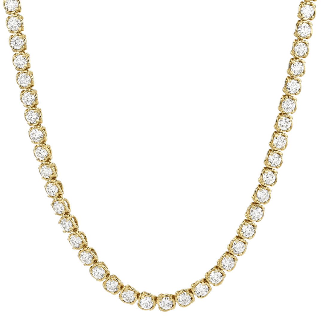 Hamilton Duet Collection 18k Yellow Gold and 8.50 Total Weight Natural Diamond Line Necklace