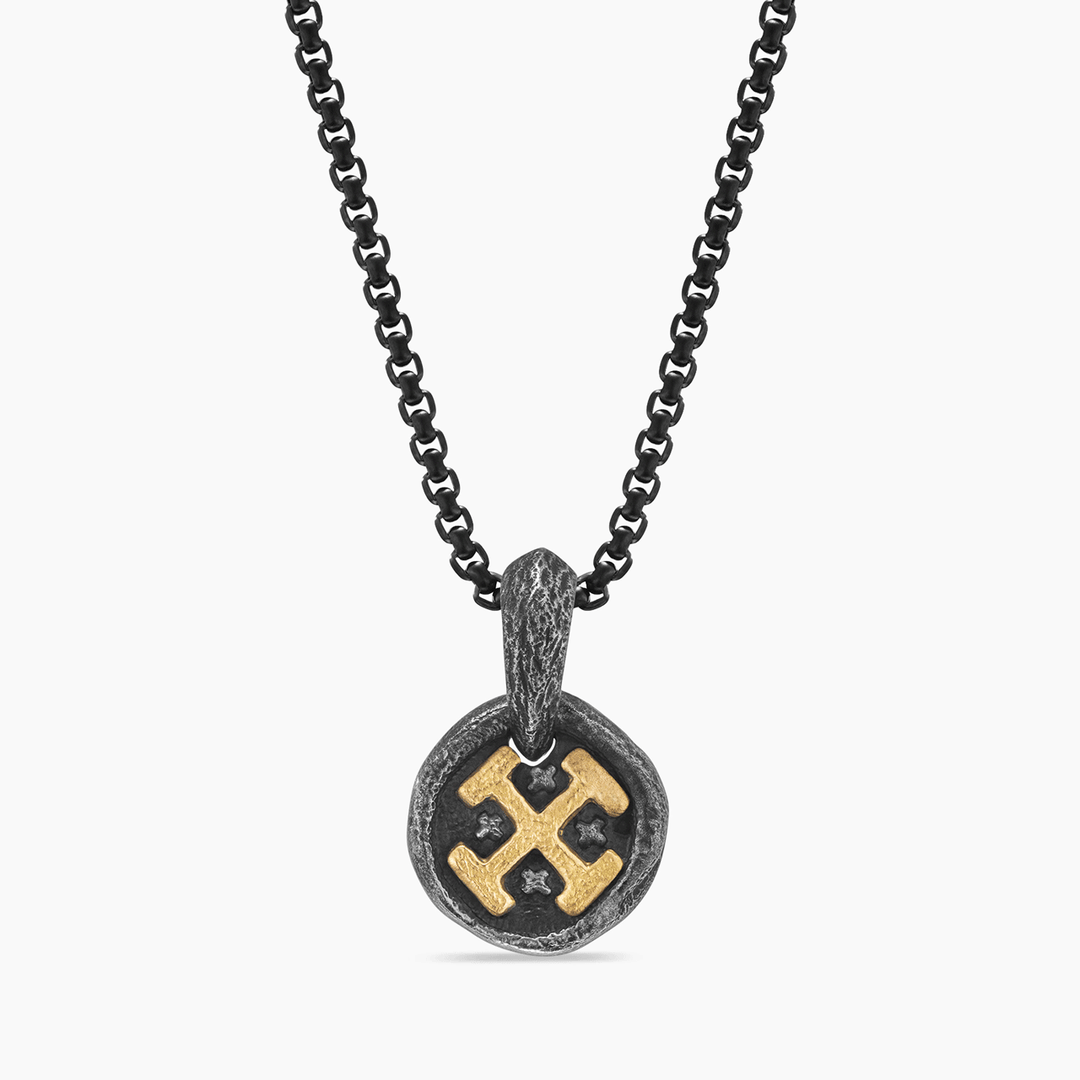 David Yurman Shipwreck Coin Amulet Sterling Silver with 18k Yellow Gold, 17mm