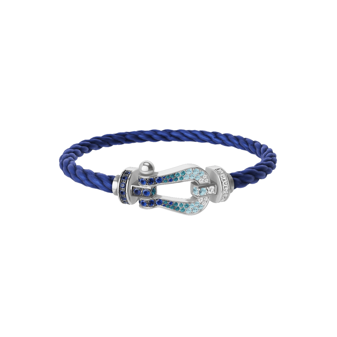 Fred FORCE 10 Indigo Blue Cable with 18k White Gold diamond paved and colored gem stones LG Buckle, Exclusively at Hamilton Jewelers