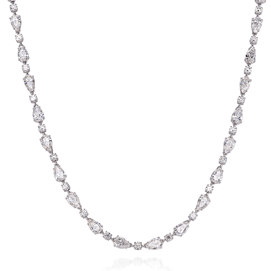 Platinum and 16.15 Total Weight Pear Shape Diamond Necklace