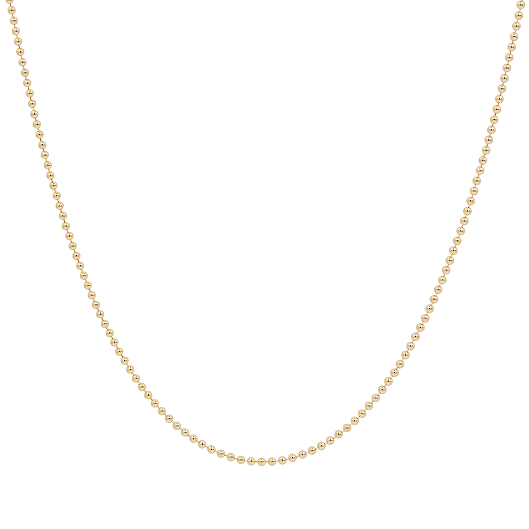 14k Yellow Gold 1.5mm Bead Chain Necklace