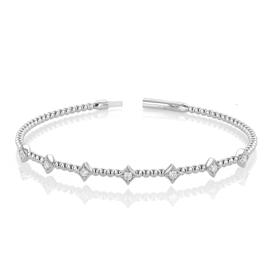 14k White Gold and 0.35 Total Weight Flex Bracelet
