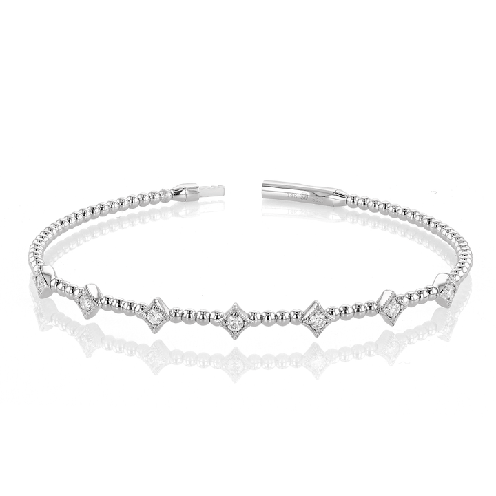 14k White Gold and 0.35 Total Weight Flex Bracelet