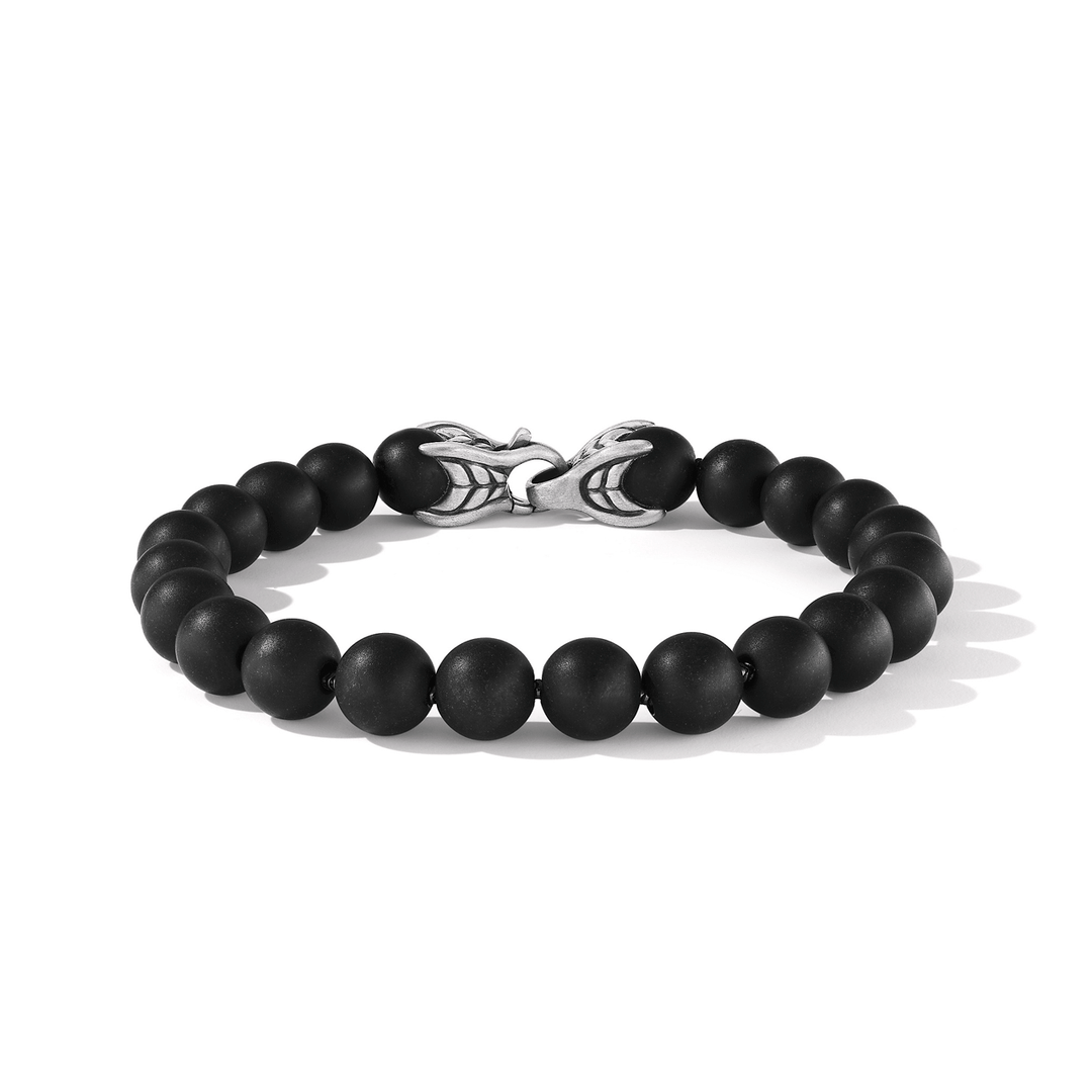 David Yurman Spiritual Beads Bracelet Sterling Silver with Black Onyx, 8mm