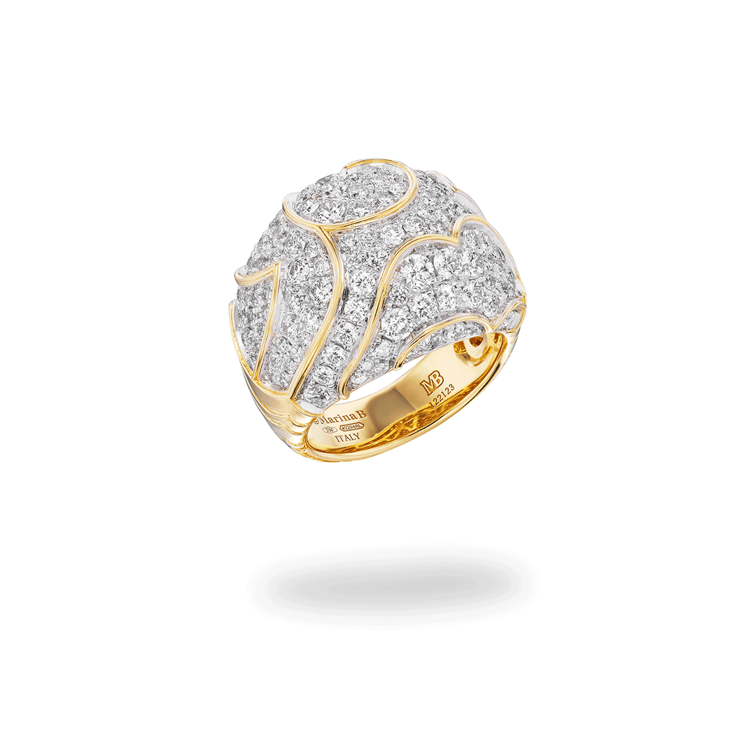 Marina B Onda 18k Yellow Gold Bombe Diamond Ring