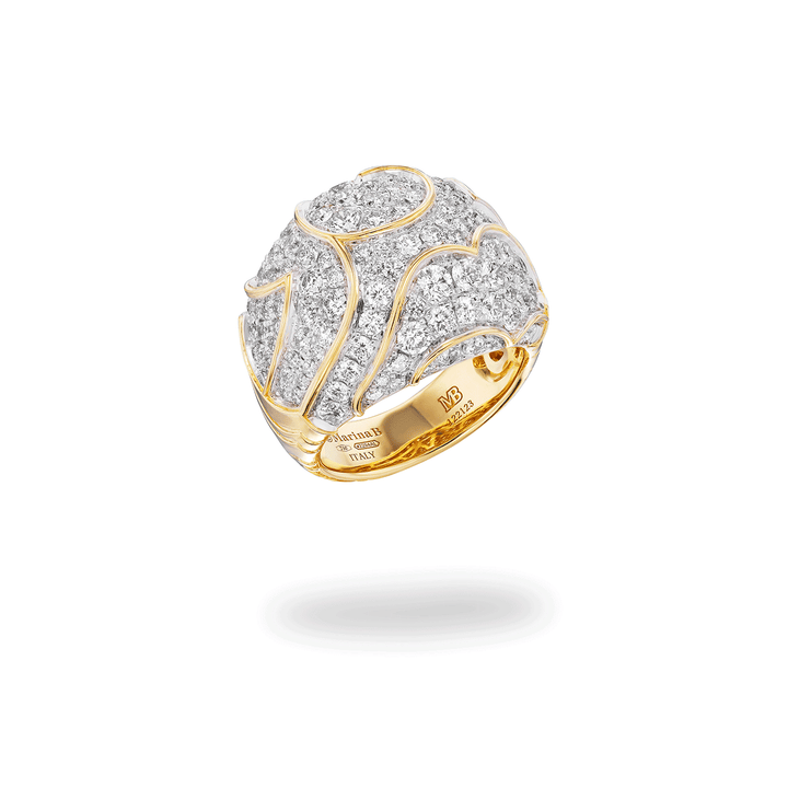 Marina B Onda 18k Yellow Gold Bombe Diamond Ring