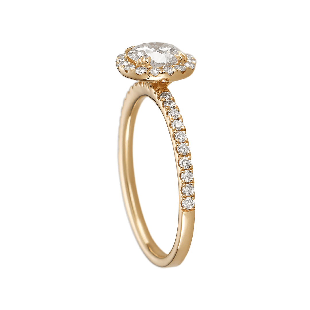 Hamilton Lisette Collection 18k Yellow Gold and 0.30 Total Weight Diamond Halo Mounting Ring