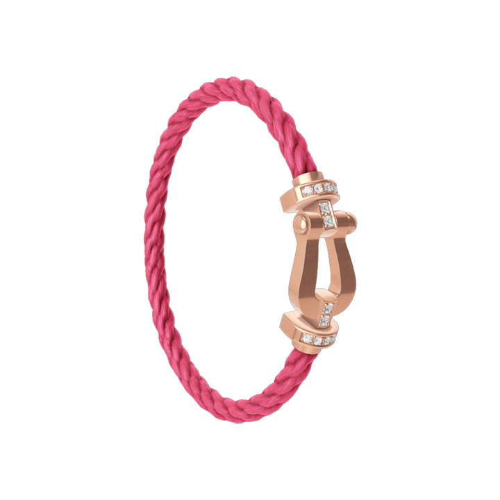 FRED Rose Cord Bracelet with 18k Rose Half Diamond LG Buckle, Exclusively at Hamilton Jewelers