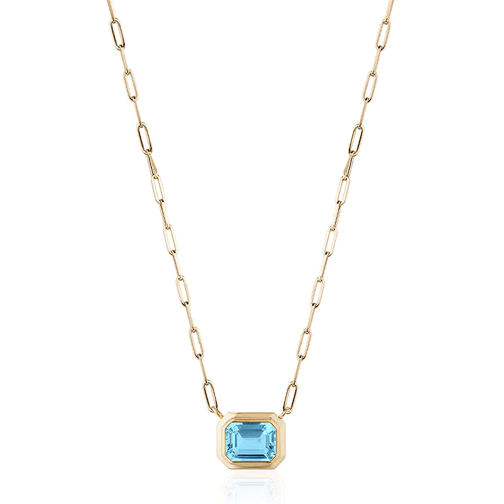 Goshwara Manhattan 18k Gold and Blue Topaz Pendant
