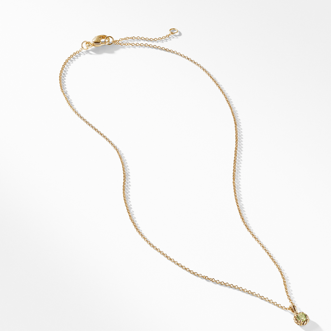 David Yurman Cable Collectibles Kids Necklace Birthstone Necklace with Peridot in 18k Yellow Gold, 3mm