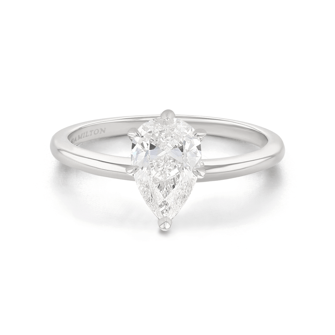 Hamilton Select Collection 14k White Gold and 1.00 Total Weight Pear Shape Diamond Engagement Ring