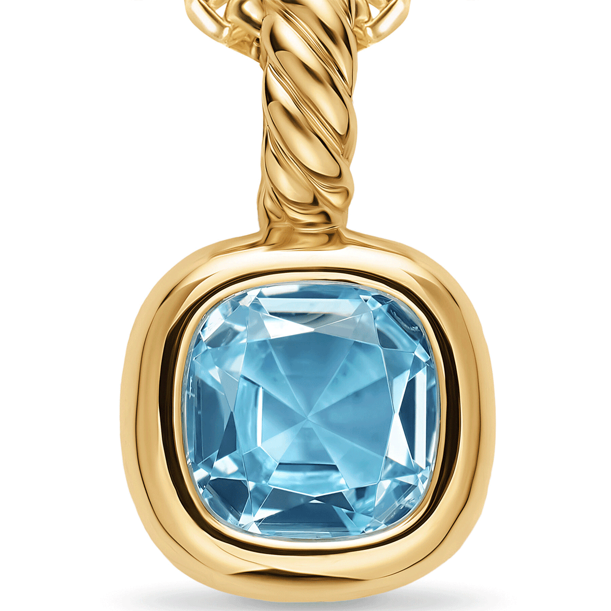 David Yurman Mini Cushion Cut Amulet 18k Yellow Gold with Sky Blue Topaz, 5.5mm