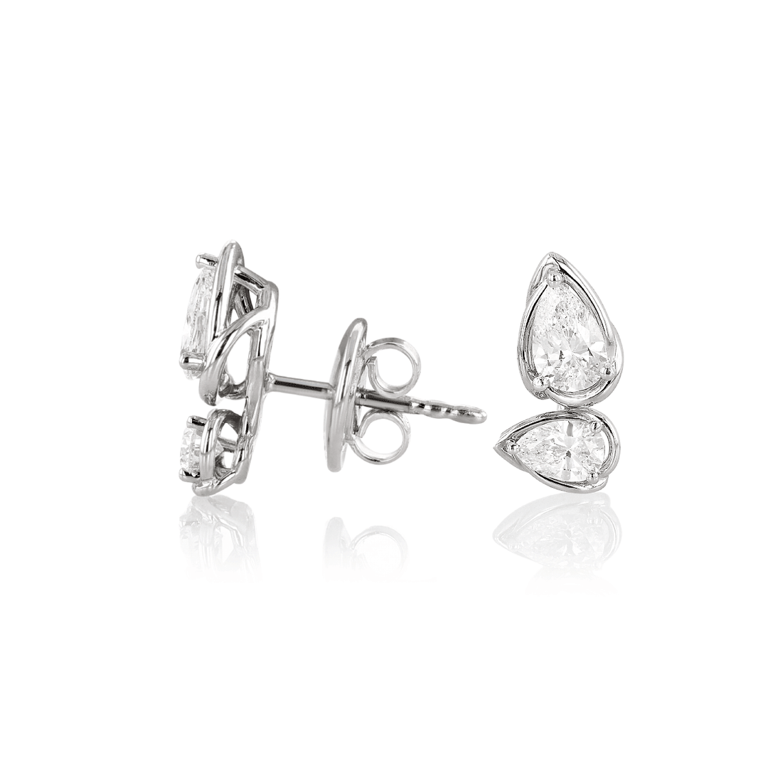 Hamilton Duet Collection 18k White Gold and Pear Shape Diamond 1.20 Total Weight Studs