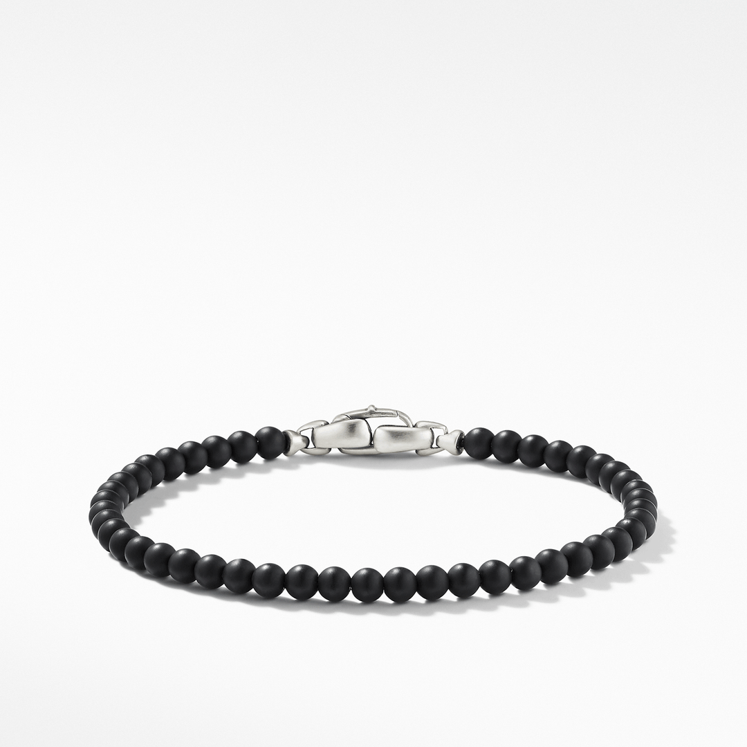 David Yurman Spiritual Beads Bracelet Black Onyx with Sterling Silver, 4mm