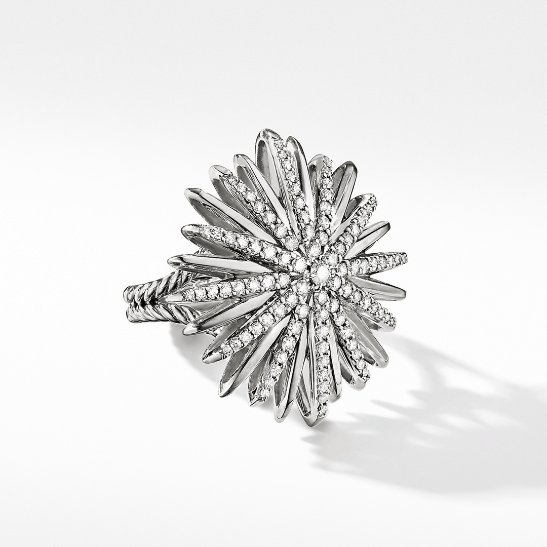 David Yurman Starburst Ring in Sterling Silver with Pavé Diamonds