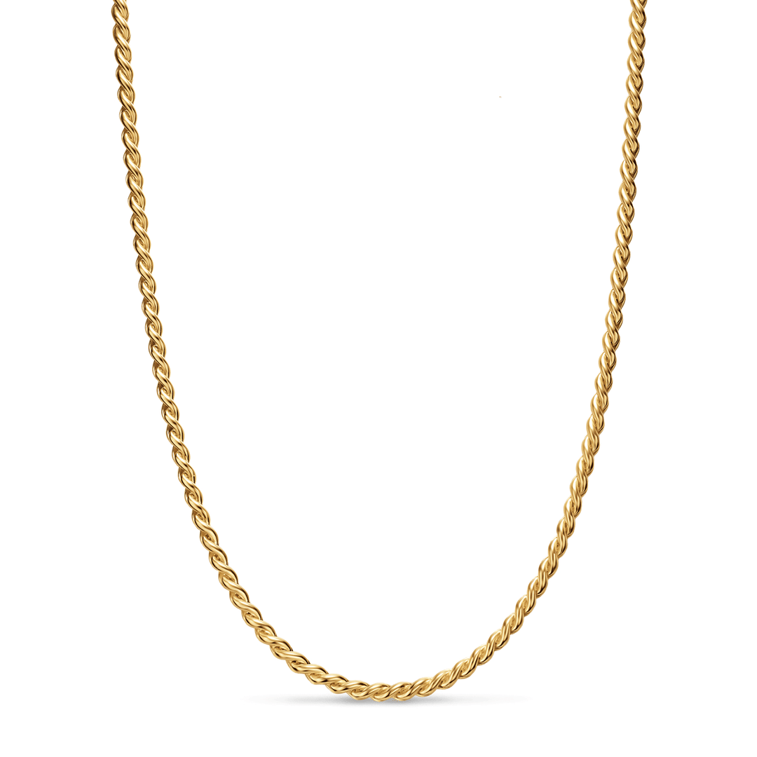 David Yurman Sculpted Cable Chain Necklace 18K Yellow Gold 16.5 inch