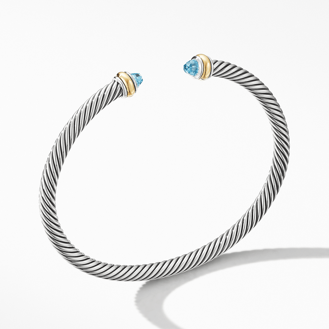 David Yurman Cable Classic Bracelet with Blue Topaz and 18k Yellow Gold