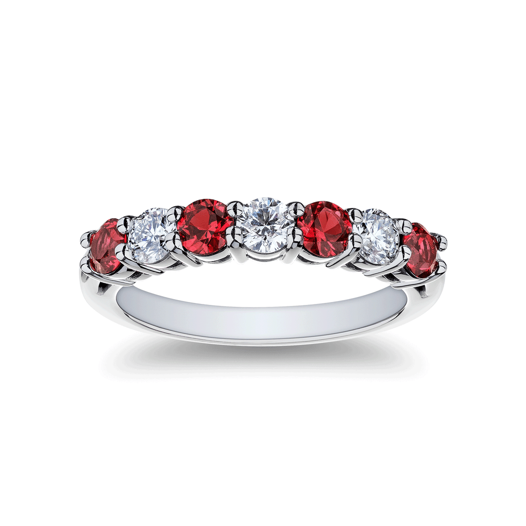 Platinum Alternating Ruby .72 Total Weight and Diamond Band