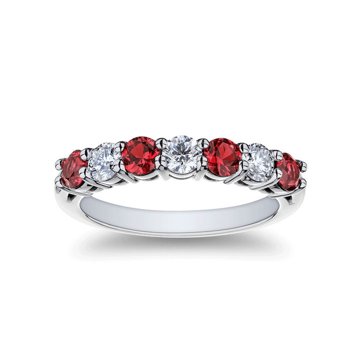 Platinum Alternating Ruby .72 Total Weight and Diamond Band