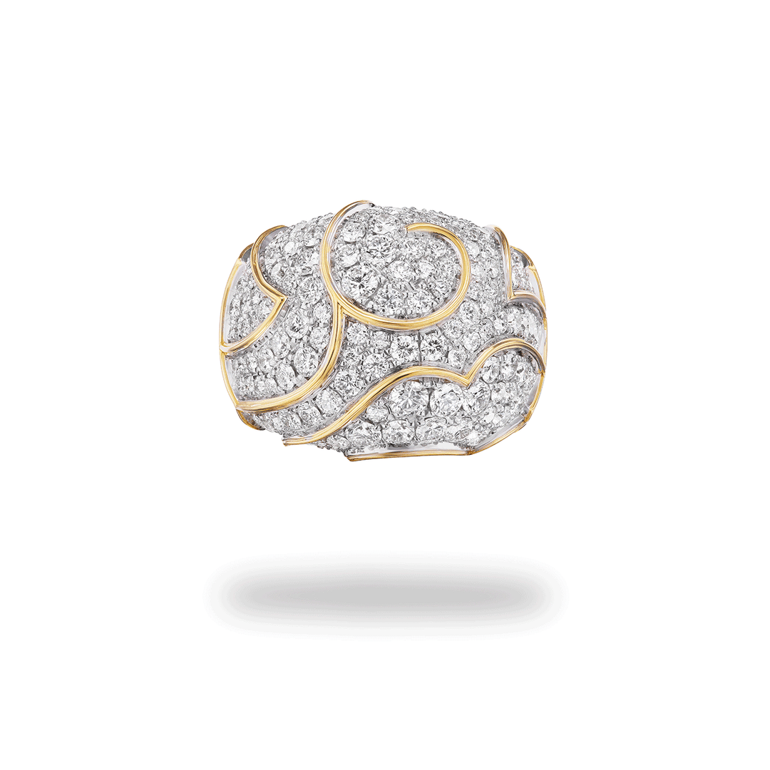Marina B Onda 18k Yellow Gold Bombe Diamond Ring