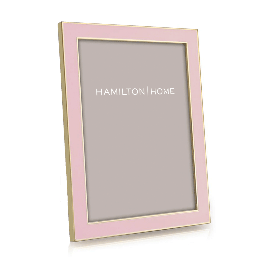 Pastel Pink Enamel and Gold 5 x7 Frame