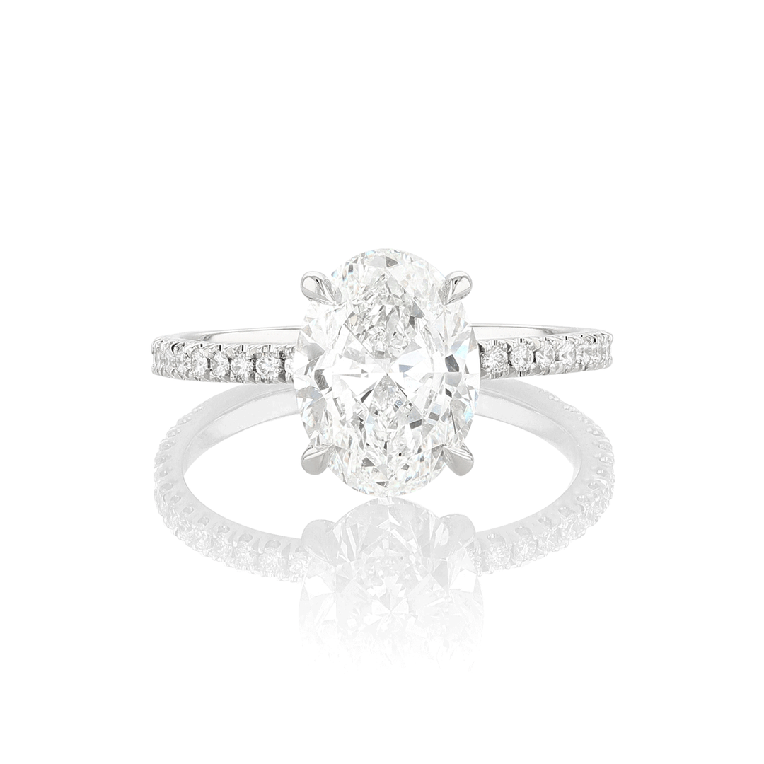Platinum and 2.60 Total Weight Oval Shape Solitaire Diamond Ring