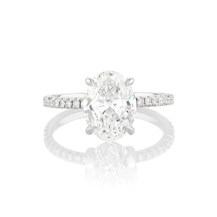 Platinum and 2.60 Total Weight Oval Shape Solitaire Diamond Ring
