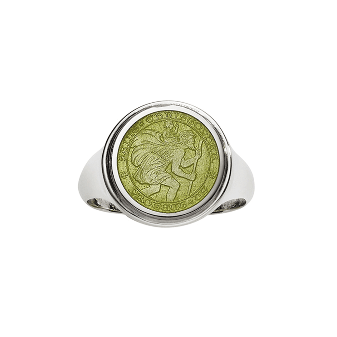 St. Christopher Sterling Silver and Lemon Lime Ring
