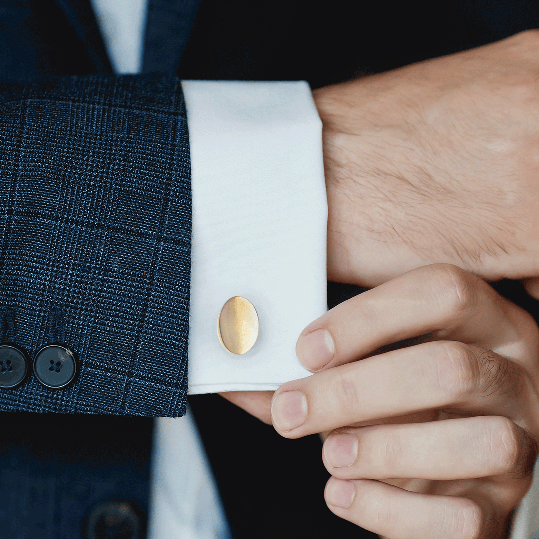 14k Yellow Gold Oval Cufflinks