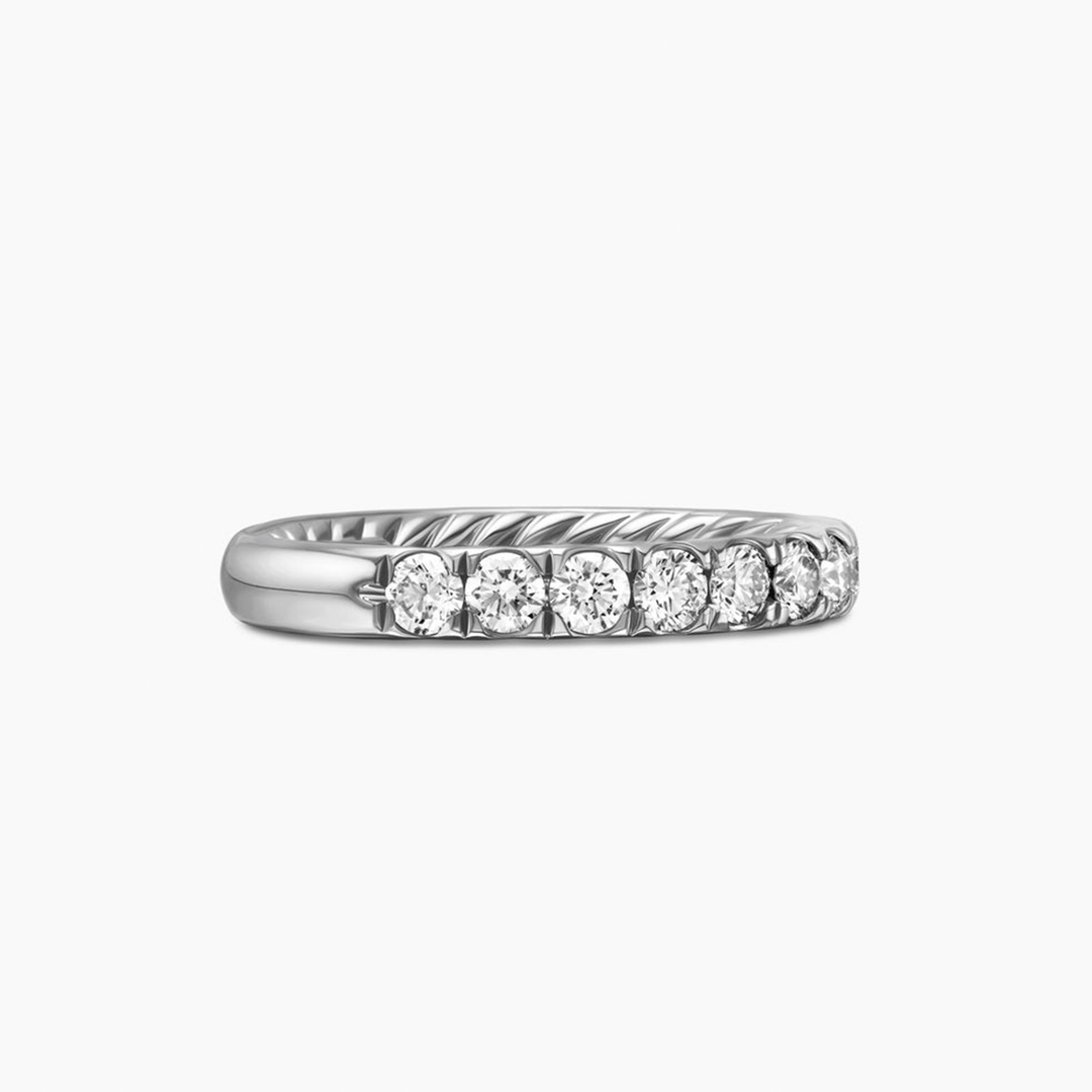 David Yurman DY Eden Partway Band Ring Platinum with Diamonds, 2.8mm