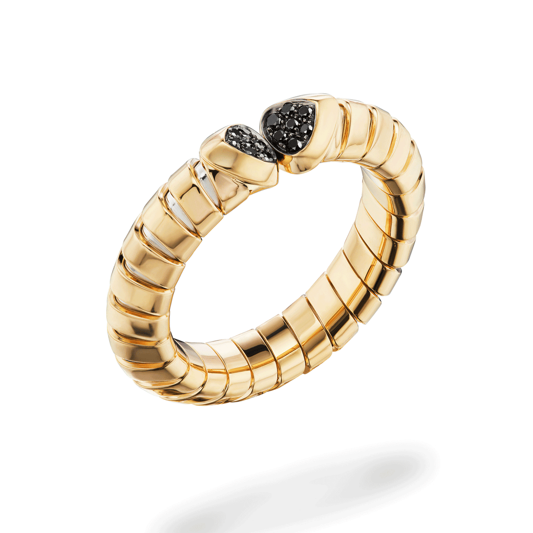Marina B Trisolina 18k Yellow Gold Black Diamond Ring