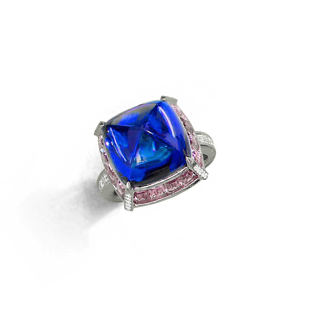Hamilton Collecton Private Reserve Platinum Tanzanite and Pink Sapphire Ring