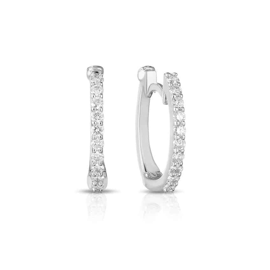 Roberto Coin Perfect 18k White Gold Diamond Huggie Earrings