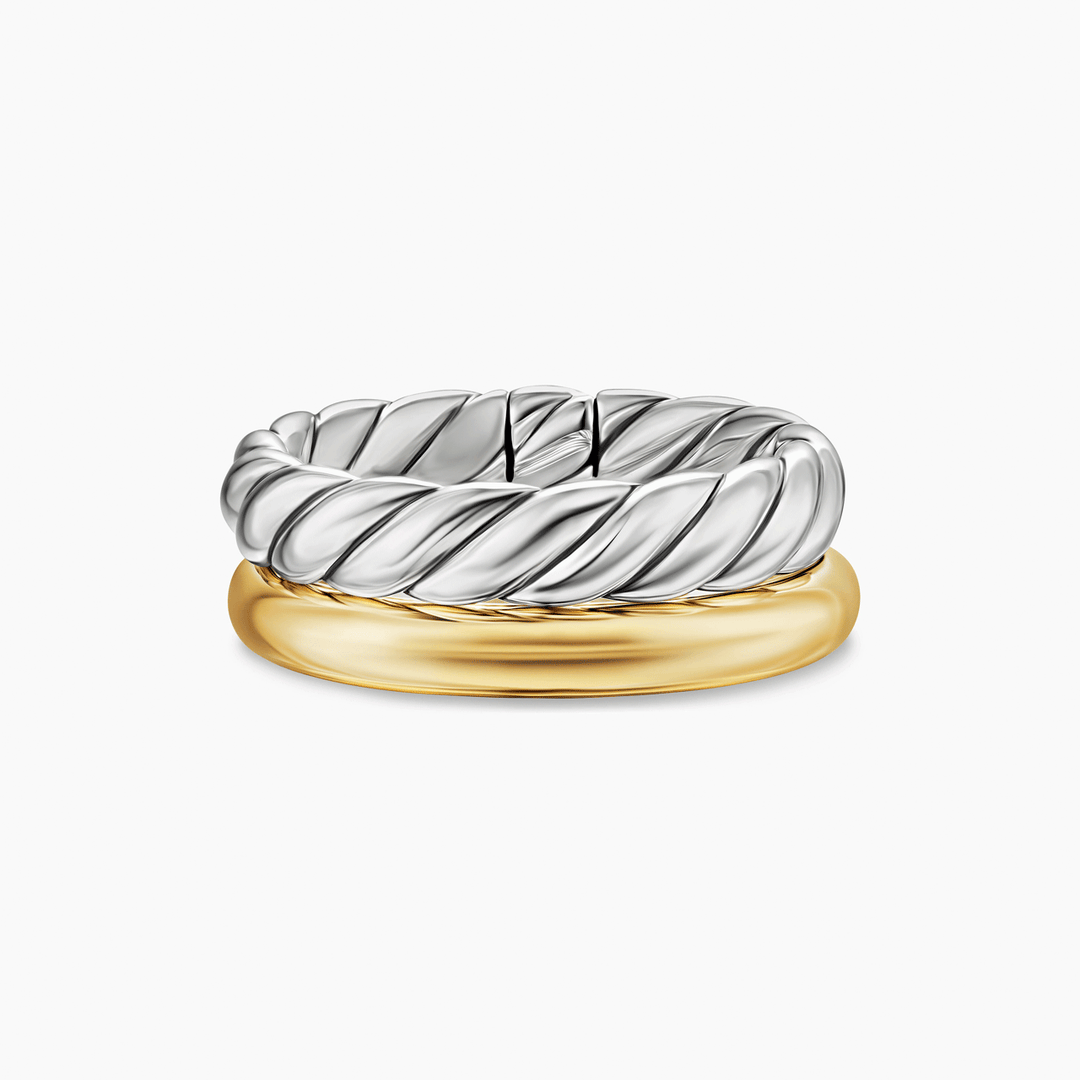 David Yurman Mercer® Two Row Ring Sterling Silver with 18k Yellow Gold, 8mm