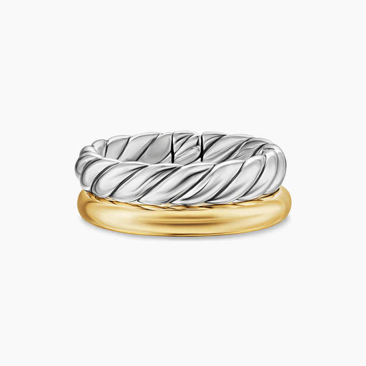 David Yurman Mercer® Two Row Ring Sterling Silver with 18k Yellow Gold, 8mm