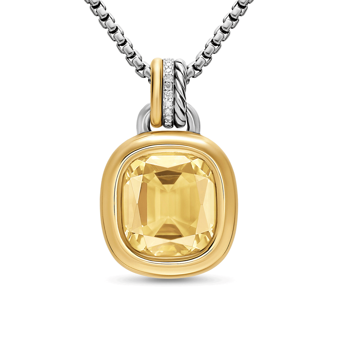 David Yurman DY Mercer® Color Amulet Sterling Silver with 18K Yellow Gold, Champagne Citrine and Diamonds