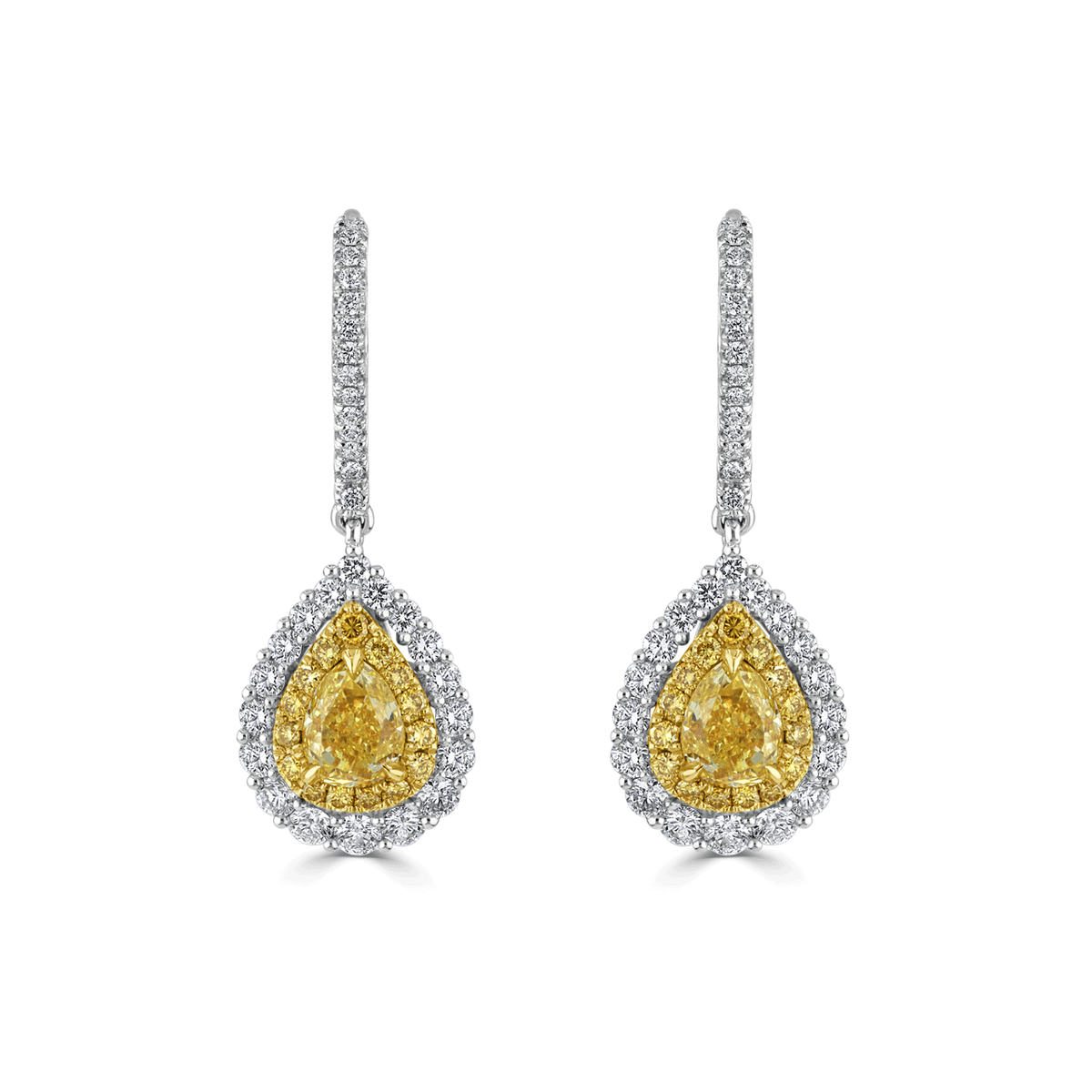 18k Gold Fancy Yellow Diamond 1.06 Total Weight Earrings