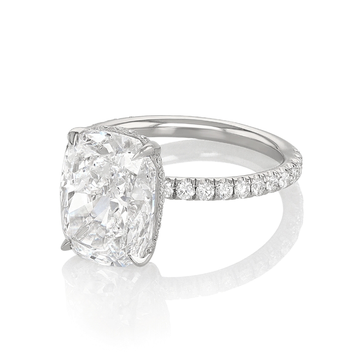 The Hamilton Silhouette Origin Platinum and 5.05 Total Weight Cushion Diamond Engagement Ring
