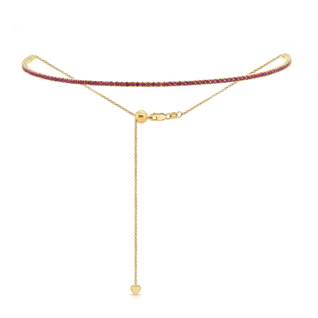 14k Yellow Gold and Pink Sapphire 2.15 Total Weight Choker Necklace